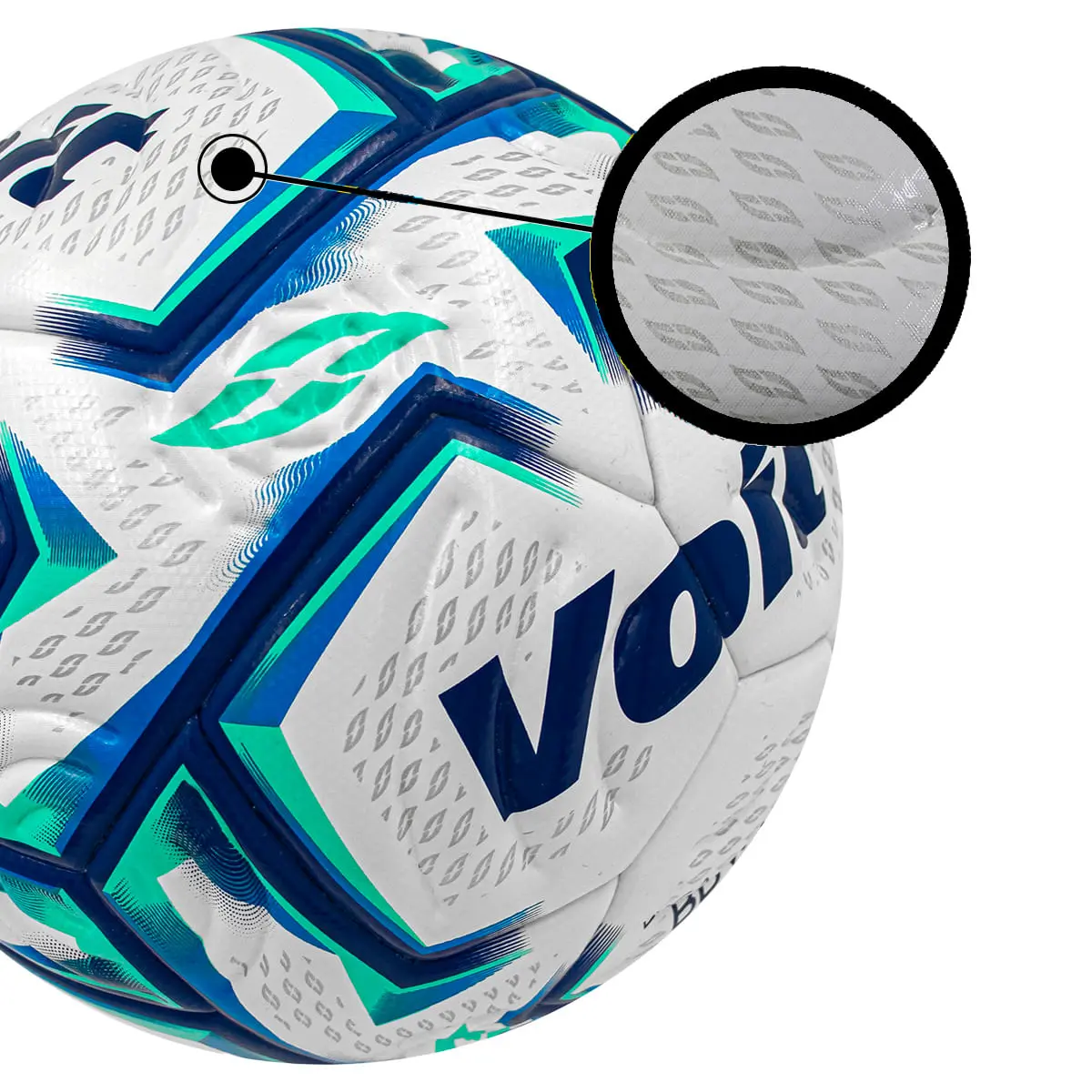 Close-up of the Aereus40 Fundación ball and its textured panels
